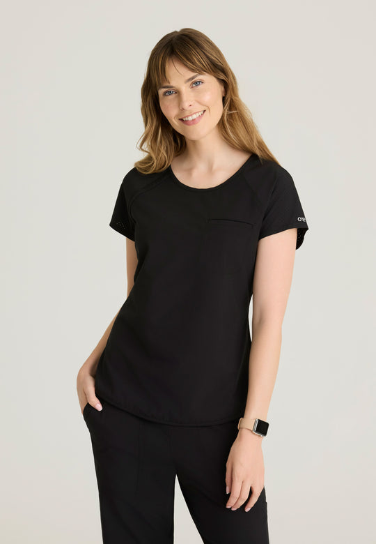 Swing Single Pocket Raglan Sleeve Tuck-in Top