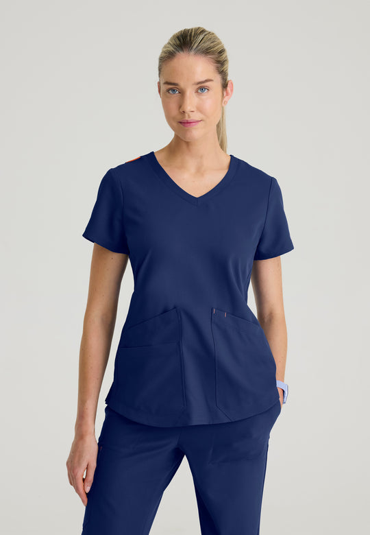 Kate Women's 3-Pocket V-Neck Patch Pocket Top