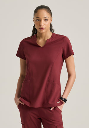 Sky 2-Pocket Banded Notched Neck Top