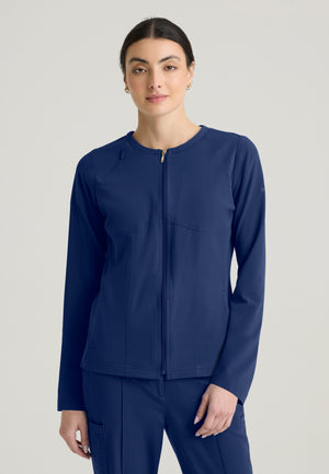 Spring Women's 5-Pocket Round Neck Zip-Front Warm-Up Jacket