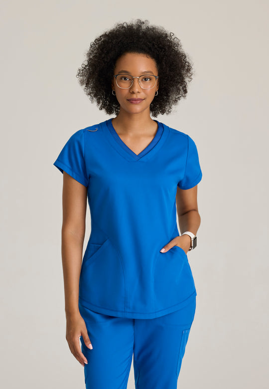 Evelyn Pintuck Detail Scrub Top