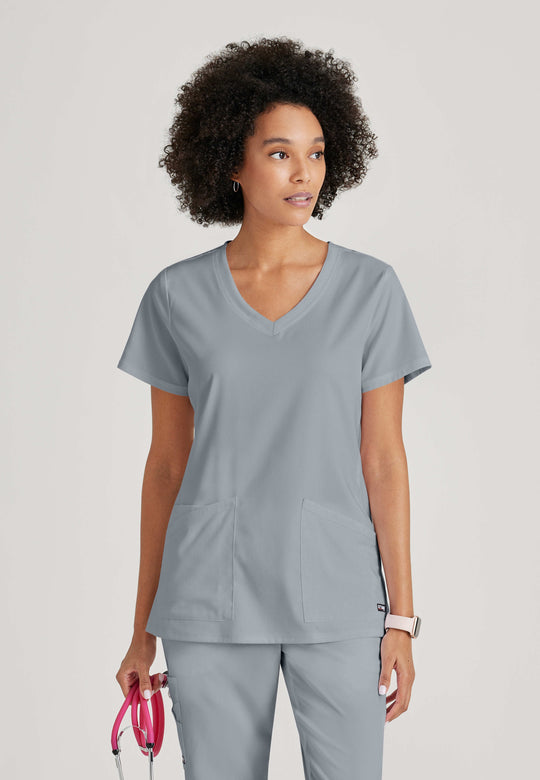 Serena 3-Pocket Curved V-Neck Scrub Top