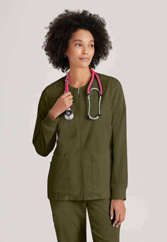Gianna 5-Pocket Crewneck Scrub Jacket