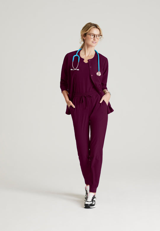 Stability 2-Pocket Crewneck Snap-Front Scrub Jacket