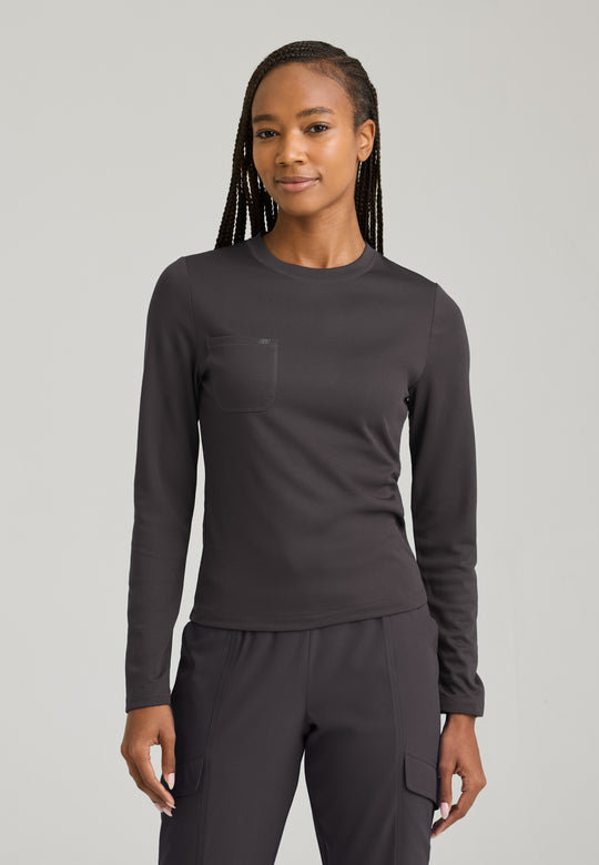 Holly Women's 1-Pocket Crew Neck Long Sleeve Tee