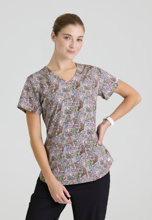 Essence V-Neck Animal Print Top