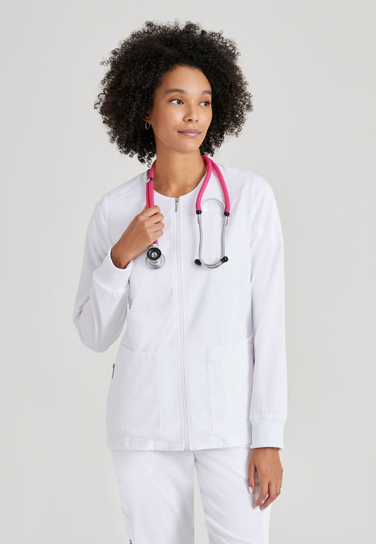 Gianna 5-Pocket Crewneck Scrub Jacket